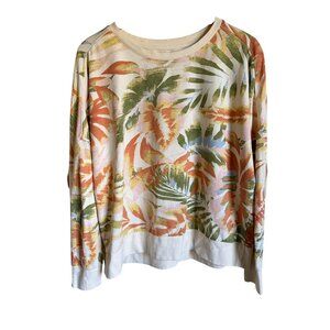 Natural Reflections Cream Floral Sweatshirt XL Made in India Crewneck